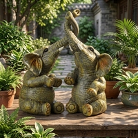 Statue d'éléphant amoureux entrelacés en résine, sculpture de couple s'embrassant sur le tronc, pour cadeau d'anniversaire, décoration de jardin, art