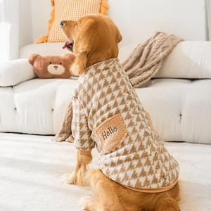 Vêtements pour chien d'hiver automne, motif pied-de-poule, en coton polaire, pour Golden Retriever, Samoyède, classique, XS, chaud pour grand chien - Product Image 3