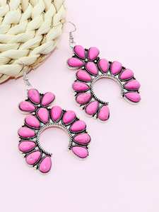 Pendientes de Turquesa con Diseño de Flor, Estilo Vaquero Occidental Vintage, Pendientes de Piedra - Product Image 2