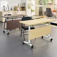 Table pliable, table de bureau, table de conférence modulaire, design pliable pour les petits espaces et une utilisation mobile, avec une table rectangulaire