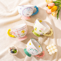 Lot de 10 tasses à café en céramique haut de gamme, peintes à la main et gaufrées, grande capacité, design moderne, résistantes à la chaleur, durables, idéales comme cadeau