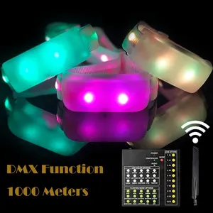 2024 boda Bar fiesta DMX sonido Control remoto RFID luminoso intermitente RGB pulsera luz LED pulsera