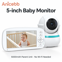 Moniteur vidéo pour bébé Anicebb 5 pouces, unité parentale 5000 mAh, 2,4 GHz FHSS, sans Wi-Fi, vision nocturne locale pour les soins familiaux