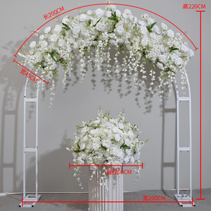 H-774 all'ingrosso rosa bianca artificiale & fiori di seta ortensia arco di nozze & sfondo floreale decorazione elegante decorazione di nozze - Product Image 2