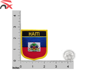Écussons brodés en forme de bouclier du drapeau haïtien, à thermocoller, pour vêtements et sacs, vente en gros
