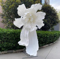 Grande fleur de pavot artificielle en papier, installation artistique géante en relief pour scène de mariage, ornement de vitrine de centre commercial