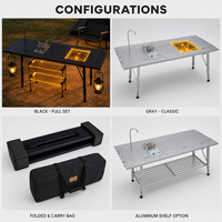 Table de camping pliable en alliage d'aluminium avec lumière, table d'extérieur portable et pliable pour la randonnée, le pique-nique, le barbecue
