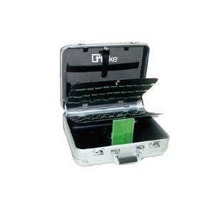 Estuche de Herramientas de Aluminio Ttake 33.3x50.5x18.7 cm, Metal Cepillado, Forro de Eva, Interior Verde, con Cierre de Hebilla - Product Image 1