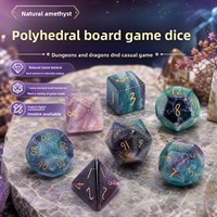 Dés de jeu polyédriques en améthyste naturelle à angle droit, marque MY, pour jeux de table, Dragon Dungeon DND, jeu décontracté, ensemble de sept pièces, échecs, cartes