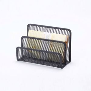 Desk Mail <b>Organizer</b> <b>File</b> Holder Letter Sorter with 3 Vertical Upright Metal Mesh Compartments Document Tray - Product Image 1