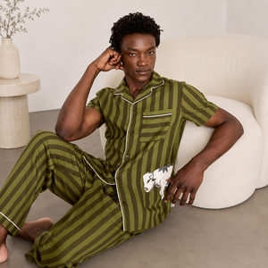 Custom Men Striped Pajamas Set Luxury Knitted <b>Pyjama</b> Set Bamboo Sleepwear Wholesale OEM ODM Pajama Manufacturers - Product Image 1
