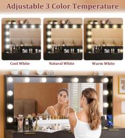 Coiffeuse de maquillage avec miroir, plateau en verre noir, éclairage LED, 7 tiroirs, grand meuble de rangement en verre trempé, ensemble de coiffeuse pour chambre à coucher