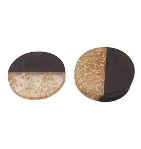 Gold Foil Resin <b>Black</b> Wood Joint Tea Cup Mats Pads At Wholesale Price For Use Home Hotel Restaurant Drink <b>Coaster</b> - Product Image 1