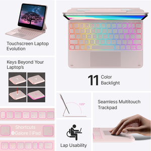 Custodia con Tastiera per Tablet Facile da Usare con Chiusura Magnetica per <span class=keywords><strong>iPad</strong></span>, Tastiera con Trackpad RGB a 7 Colori, <span class=keywords><strong>Accessori</strong></span> Elettronici per <span class=keywords><strong>iPad</strong></span> - Product Image 2