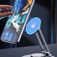 Support magnétique pour téléphone, rotation à 360 degrés, aluminium pliable, support de bureau MagSafe pour téléphone portable