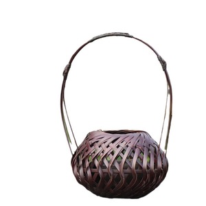 Bamboo Woven Flower Basket Chinese Style Handmade Ornamental Decorative Vase For Garden Home Decoration - Product Image 5