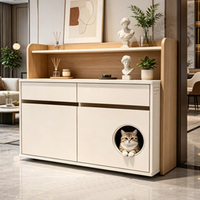Meuble de salon multifonctionnel pour chat et chien, petit, en bois massif, avec lit pour chat, cage pour animaux de compagnie et rangement.