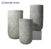 Pot de fleurs rond en fibre de verre renforcée, blanc, écologique, pour usage en jardin