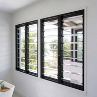 Système de fenêtres à persiennes en aluminium et verre architectural personnalisé, lames de persiennes transparentes, ventilation réglable pour maison