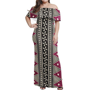 Tongan diseño tribu tatuaje Vintage ropa Sexy elegante señoras vestido Falda larga ocasión Formal vestidos de fiesta de las mujeres - Product Image 1