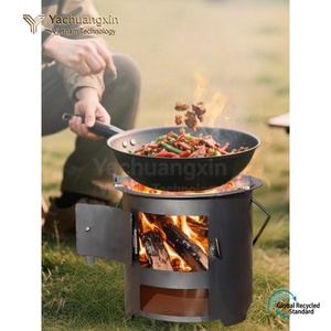 Portable Wood Burning <b>Stove</b> Aluminum Outdoor Camping Cooking <b>Stove</b> with Foldable Legs and Firewood Holder - Product Image 4