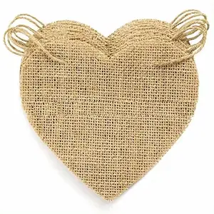 Kalp şeklinde çuval bezi afiş jüt çuval bezi Bunting düğün için, ev dekor kendi çuval bezi afiş çelenk yapmak