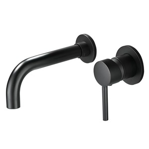 Robinet de lavabo encastré <span class=keywords><strong>noir</strong></span> en laiton, <span class=keywords><strong>mitigeur</strong></span> mural dissimulé pour lavabo encastré, robinet de comptoir de type split - Product Image 1
