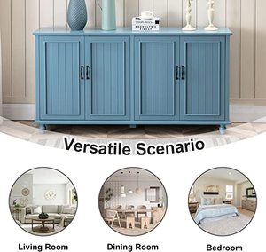 Houten Ladekast Lange Dressoir Buffetkast Te Koop In Blauwe En Witte Kleur - Product Image 6