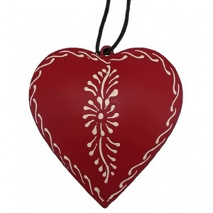 Ornement mural de Noël en métal avec cœur suspendu Décoration de maison de vacances Style vintage rustique - Product Image 1