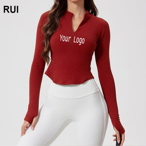 RUIQUWIN Hiver Chaud Demi-fermeture Éclair Yoga Top Fitness Casual Sportswear Respirant Doux Sans Couture Top avec Impression OEM Motif - Product Image 1