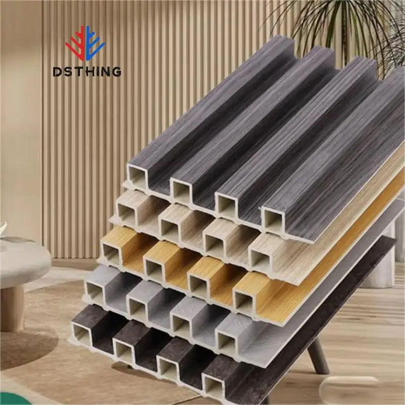 3D PVC WPC Wall Panel Boards Wooden Grain Fluted Panel For Decoration