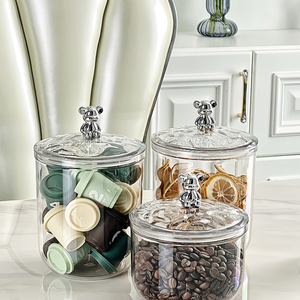 Tarro sellado transparente con asa de oso Tapa hermética Productos secos Nueces Grano <span class=keywords><strong>Cereal</strong></span> Condimento Hoja Contenedor Caja de almacenamiento Gran capacidad - Product Image 5