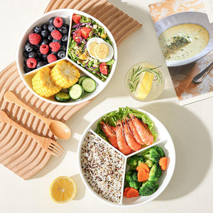 <span class=keywords><strong>Plato</strong></span> de Cerámica Blanco Moderno con <span class=keywords><strong>3</strong></span> Compartimentos para Control de Porciones, para Restaurante, Hotel y Uso Doméstico, Marca mcdou - Product Image 3