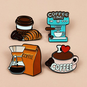 Hot Bán Phù Hiệu Cà Phê Thời Gian Bánh Mì Cà Phê Beanscoffee Máy Men Pins Máy Xay Kim Loại Pins Trên Ba Lô Hat Ve Áo Trâm Cài - Product Image 2