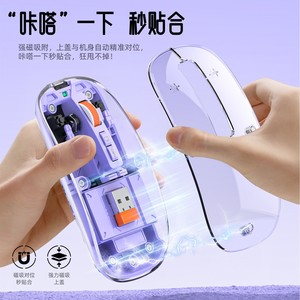 M136 Transparent <b>Wireless</b> <b>Mouse</b> 2.4G Rechargeable Magnetic Lid Office <b>Laptop</b> Use - Product Image 1