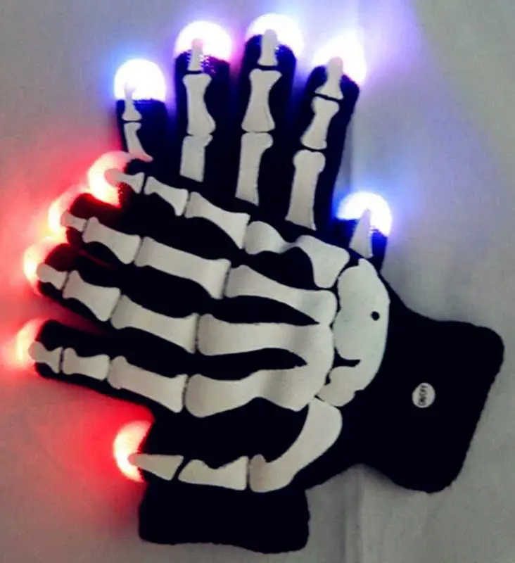 Led Lichtgevende Schedel Handschoenen Halloween Geschenken Volwassen Prestatie Rekwisieten Handschoenen Nachtclubs Bars Skull Lichtgevende Handschoen Kostuum