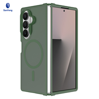 Étui de téléphone magnétique hybride antichoc haut de gamme PC+TPU pour Samsung Z Fold 7 8 Ultra, toucher soyeux, vert, avec logo personnalisé