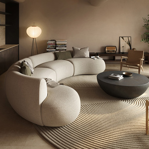 Sofa ruang tamu, Nordic expression French wabi-sabi style Dutch kain melengkung kombinasi Sofa kain sofa - Product Image 4