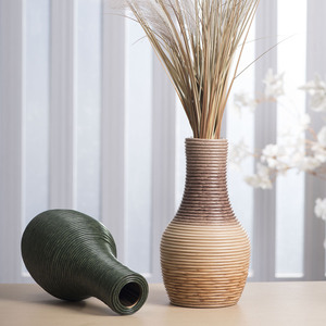 Jarrón Redondo de Mimbre Tejido de Estilo Nórdico Minimalista, Decorativo para el Hogar, de Plástico y Madera, para Arreglos Florales, Adorno para Sala de Estar - Product Image 4