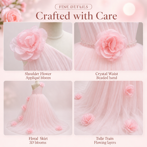 Abito da <span class=keywords><strong>Damigella</strong></span> Elegante per Bambina da Cerimonia Nuziale con Marchio Personalizzato, Monospalla con Fiori 3D alla Moda - Product Image 5