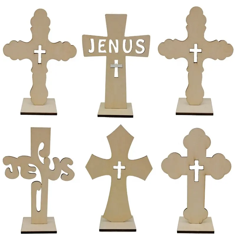 Decoración de mesa cruzada de madera de 7 estilos, decoración de fondo de Iglesia, adorno de cruz de madera, decoración de madera, mesa de Jesús, adorno para el hogar