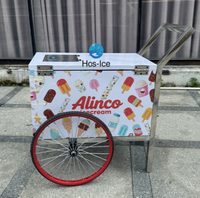 Chariot à glaces mobile personnalisé imprimé, glacière isotherme portable en acier inoxydable pour stand de rue