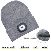 Gorro LED Recargable USB Personalizado BSCI, Gorro de Invierno Cálido con Luz LED Regulable, Gorra de Punto Iluminada para Correr, Senderismo y Camping