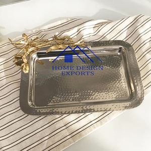 Plateau décoratif en acier inoxydable pour les centres de Table, plateau en Aluminium pour salade et Fruits et aliments - Product Image 1