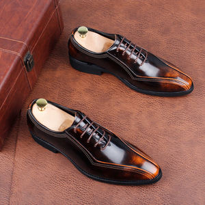Chaussures de ville pour homme à bout pointu, style <span class=keywords><strong>Derby</strong></span>, avec rehausseur intérieur léger, finition brillante, pour affaires et mariage, style britannique européen anglais - Product Image 2