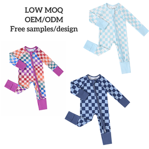 Tutine per Neonati in Bambù a Prezzo di Fabbrica, Stampa a Quadri e Righe Multicolore, Comode Tutine Lavorate a Maglia a Maniche Lunghe per Bambini - Product Image 1
