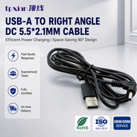 Câble d'alimentation USB-A vers DC 5,5*2,1 mm à angle droit, prise DC 90 degrés, faisceau de câblage de charge, longueur personnalisée, OEM usine