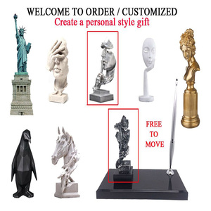 Marque Design Flexible Métal Stylo Résine Sculpture Cristal Base Papeterie Cadeau Bronze Apporter Art Maison Oeuvre Porte-Stylo pour Décor - Product Image 5