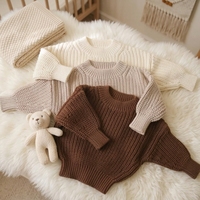 Pull-over unisexe en pur coton doux pour bébé, personnalisé, à manches longues, décontracté, chaud, tricoté épais, pour l'automne et l'hiver, pour enfants - Grande Vente