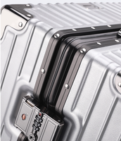 Valise à roulettes en aluminium, bagage cabine, roues universelles, durable, robuste, étanche, serrure à combinaison standard